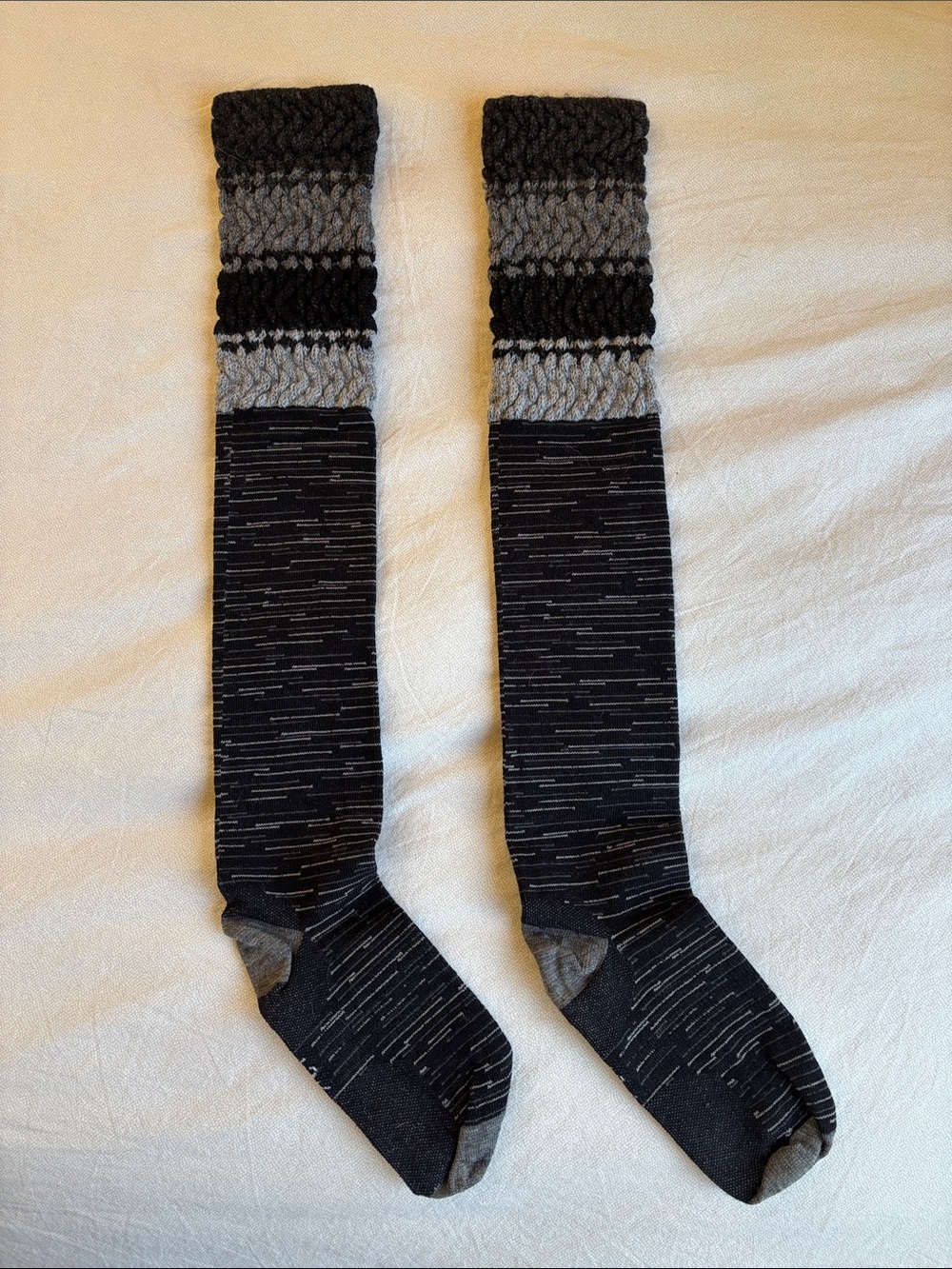 Smartwool Women's Black and Gray Knit Over the Knee-High Socks